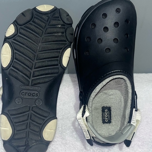 CROCS Black and White Slip-On Loafers - Picture 1 of 5